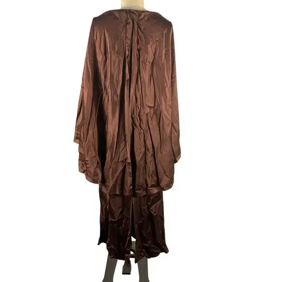 Jason Wu Elegant Brown Mixed Media Cape Dress Size 6 NWT